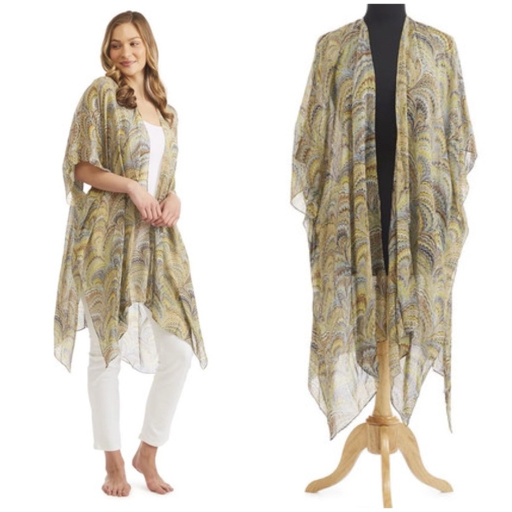 One Hundred Stars‎ Marbled Abstract Kimono